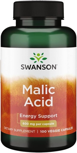 [BRSWGEL4A4IQGGT5] Swanson Malic Acid - Natural Supplement Promoting Cellular Energy Production - Supplement Formula to Help Nourish '&' Energizes Muscles - (100 Veggie Capsules, 600mg Each)