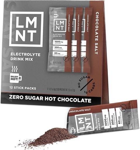 [BRSRAGI7DN7WYC3J] LMNT Zero Sugar Hot Chocolate or Coffee Mixer - Chocolate Salt | Drink Mix | 12-Count