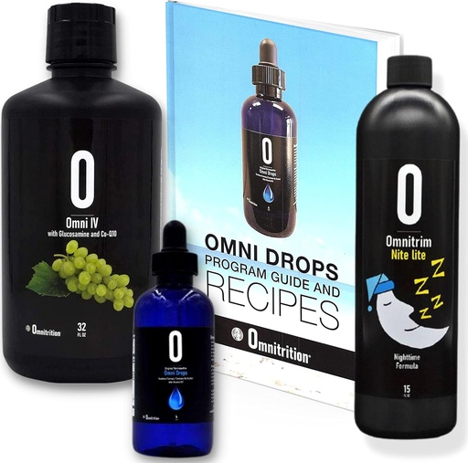 [BRSWGGQKB4BRO3LD] Programa Omni Drop Pacote de 3 Produtos - o "Começar Pacote" Inclui Omni Drops Diet Drops com Vitamina B12 - 4 Garrafa de Onça com Guia de Programa, Omni IV com Glucosamina, OmniTrim Nite Lite
