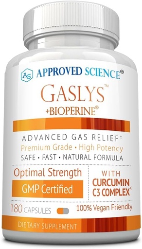 [BRSROGI5OIMB4YLG] Approved Science Gaslys - Digestive Tract, Gas, and Stomach Supplement - with Artichoke Powder, Ginger, Fennel Seed - 180 Count - Pack of 1