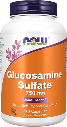 [BRSWIY32BQOAI2Y5] Now 食品补充剂,硫酸Glucosamine 750 mg, UL 饮食补充剂认证,240 Veg Capsules