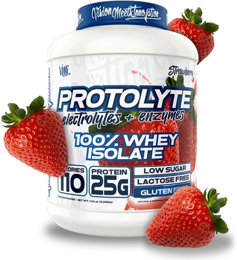 [BRSRMFA5OV6BYET2] VMI Sports | ProtoLyte Whey Isolate Protein Powder | Low Calorie Whey for Weight Loss and Muscle Gain | Digestive Enzymes | Non-GMO (4.6 lb, Strawberry)