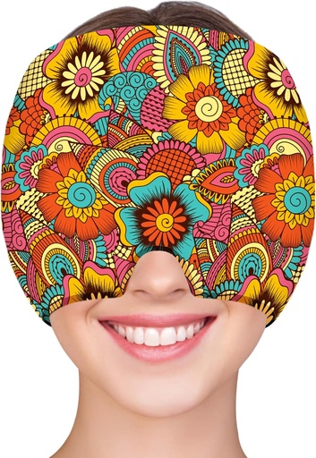 [BRSRAHQ7C4CAEFD3] ZNÖCUETÖD Migrén Relief Cap Fejfájás Kap Hideg Cap Ice Hat Migraines Fejfájás Szinusz Stressz Fej Jég Pack Wrap Migrén Maszk Másnapos Cap Ice Beanie Hot / Hideg kompressziós nők