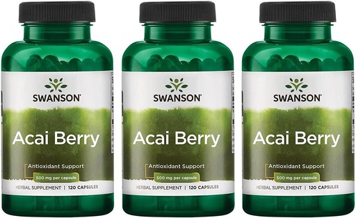 [BRSWGAAKDEJWYDLD] Przeciwutleniacz Swanson Acai Berry 500 Miligramów 120 Kapsułek (3 opakowania)