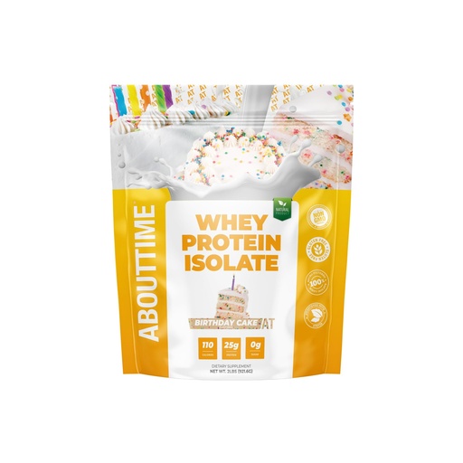[BRSWIYA4C4DQAGD2] About Time Whey Protein Isolate Powder 25g Birthday Cake, Natural Ingredients, Non-GMO, Gluten-Free, Lactose-Free, Zero Sugar, Low Carb, 32 Servings