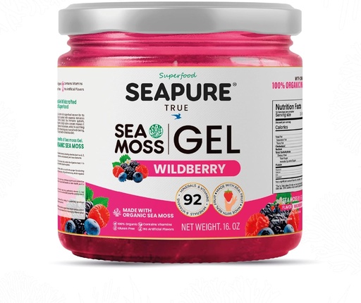 [BRSRABQNC4FR4DTZ] 野生爱尔兰天然超级食品海 Moss Gel, 100%有机, Gluten Free, 富含矿物 - Wildberry, 16 oz, 美国制造
