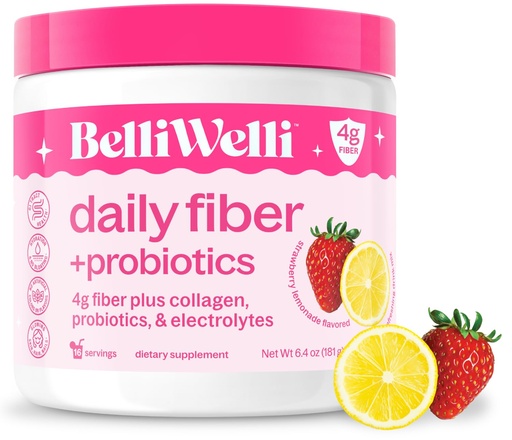 [BRSRAYYBAV6ROCYZ] BelliWelli Fiber Supplement for Women & Men Premium Daily Fiber Powder from Organic Acacia with Added Collagen Electrolytes & Probiotics No Bloat Constipation & Gut Health Support(Strawberry Lemonade)