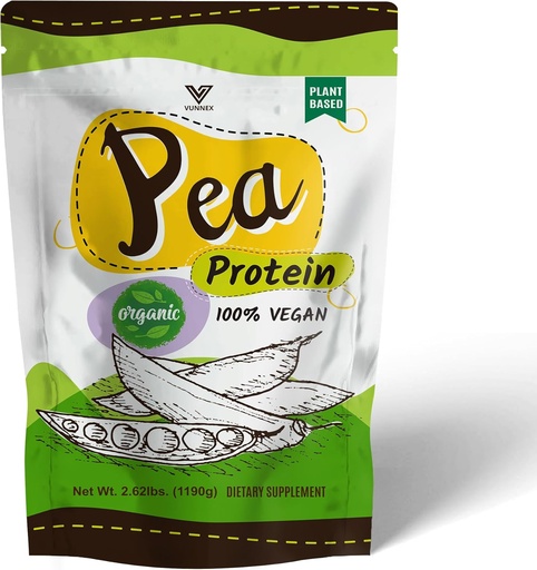 [BRSWYHAFBAHQOGTB] Plant Based - 100% Pure Organic Hydrolyzed Pea Protein Powder - Canada Grown Yellow Pea, Vegan Natural Unflavored, Dairy Free, Gluten Free, Soy Free, Sugar Free, Non-GMO with BCAA 2.62lb