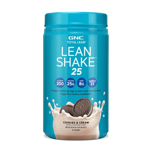 [BRSWGHAYB4NQ2DTX] GNC Total Lean | Lean Shake 25 Protein Powder | High-Protein Meal Replacement Shake | Cookies and Cream | 16 Servings