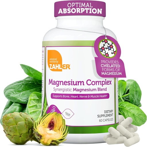 [BRSRAGQNA55GMADJ] Zahler Magnesium Complex Supplement - Multi Magnesium Supplement Blend with Magnesium Glycinate, Malate, Aspartate, Taurinate and Oxide Plus Vitamin B6 - Bone Nerve Heart & Muscle Health (60 Capsules)