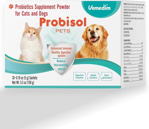 [BRSRMFIQOEBWC3LZ] Probisol Pets, Probiotic Powder for Dogs and Cats, Helps Support A Healthy Immune, Digestive System, Decrease Foul-Smelling Waste, Better Digestion/Milk Flavored/ 5.3oz (150g)-30 Packets