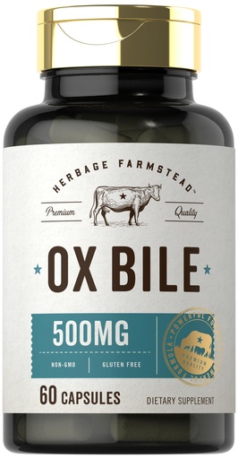 [BRSROYDQBZYAYC3P] Carlyle Ox Bile Supplement 500 mg | 60 Capsules | Digestive Enzymes | Non-GMO & Gluten Free | by Herbage Farmstead