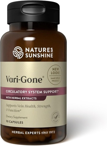 [BRSWIYQ6CIHR4DQ3] Naturens Sunshine Vari-Gone, 90 Capsules, Varicose Vein Supplements med 7 kraftfulla örter och näringsämnen som stöder cirkulation för venhälsa, styrka och funktion
