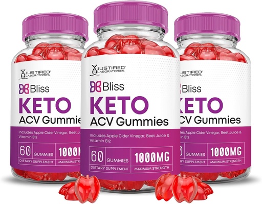 [BRSROCTQCMHBEG3F] Justified Laboratories (3 Pack Bliss Keto ACV Gummies Advanced Formula 1000MG Bliss Keto Gummies Apple Cider Vinegar Boost Formulated with Pomegranate Beet Juice Powder B12 Vegan Non GMO 180 Gummys