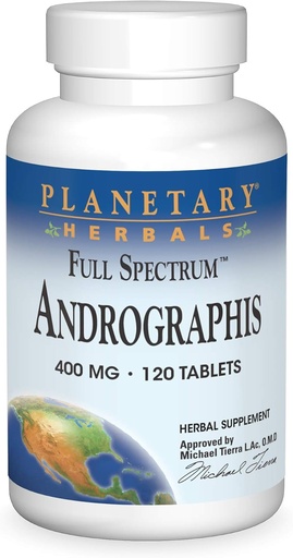 [BRSWIY37OUDWIHDM] Planetarne Herbals Full Spectrum Andrographis 400mg Wsparcie Zdrowe Digestive, Kardioviral & Unrinary Systems - Wsparcie Zdrowej wątroby i funkcji immunologicznych - Hyurvedic Herb - 120 Tabletki