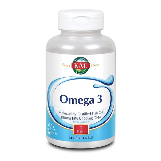 [BRSWIYQHDEFR4GA7] KAL 450/300 Molecularly Distilled Fish Oil Softgels - 1280 mg of Omega 3, Natural Omega 3 Supplement for Men & Women, Non GMO, Lemon Flavored - 120 Count