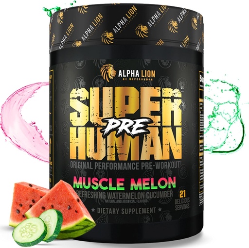 [BRSRMZD5AQHGKEY2] ALPHA LION Superhuman Pre Workout Powder, Beta Alanine, L-Taurine & Tri-Source Caffeine for Sustained Energy & Focus, Nitric Oxide & Citrulline for Pump (21 Servings, Muscle Melon)