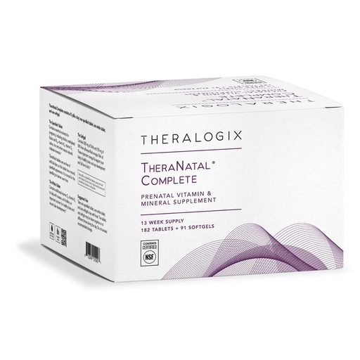 [BRSWG2QHCUBWA3TD] Theralogix TheraNatal Complete Prenatal Vitamin Supplement - 91-Day Supply - with DHA, Vitamin D3, Folate, Iodine, Choline, Iron, Vitamin B6 & More - NSF Certified - 182 Tablets & 91 Softgels