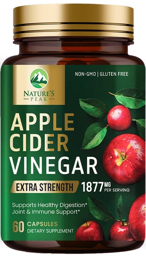[BRSRAZT2OYPBAAYV] Apple Cider Vinegar 1877mg Per Serving - Vitamin D3, Zinc & Best ACV Supplement Pills Supporting Gut Health for Better Digestion, Immune System Support, Non-GMO Bottled in USA - 60 Capsules