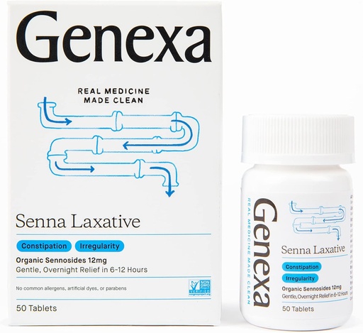 [BRSWGEALOV6GYFYZ] Genexa Senna Laxative Tablets | Irregularity & Constipation Relief | Effective Gentle, Overnight Laxative | Free of Talc | Certified Organic & Non-GMO | 50 Tablets