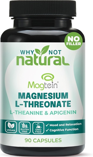 [BRSROATYA55WE3DZ] Magnesium L-treonatkompleks med apigenin og L-theanin, 90 kapsler, Patentert Magtein Supplement