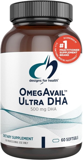 [BRSWIE33PIHW2HA3] Designs for Health OmegAvail Ultra DHA - Highly Concentrated DHA Triglyceride Fish Oil, TG Fish Oil with 500mg DHA + 100mg EPA - No Fishy Aftertaste (60 Softgels)