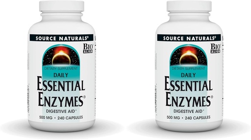[BRSROGAEPJ4AICDG] Source Naturals Essential Enzymes 500mg Bio-Aligned Multiple Enzyme Supplement Herbal Defense for Digestion, Gas, Constipation & Bloating Relief - Supports Immune System - 240 Capsules (Pack of 2)