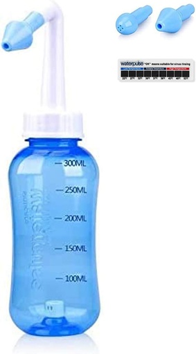 [BRSWYZYHCAFAEHLB] Waterpulse Neti Pot, Neti Pot Sinus Rinsing, 300ml Neti Pot Sinus Rinsing Kit z termometrem Sticker dla dorosłych i dzieci BPA Free (300ml)