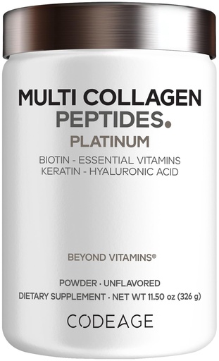 [BRSWYZQOBAMWOYLF] Codeage Multi Collagen Powder, Biotin 10000mcg, Keratin, Unflavored, 11 oz