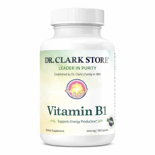 [BRSWIZQ2CMEBE332] Dr. Clark Vitamin B1 Thiamine 400mg Supplement -Thiamine B1 Supplement for Healthy Nervous System & Energy Metabolism, Gluten-Free, Dairy Free - 100 Gelatin Capsules