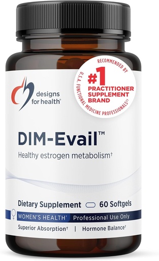 [BRSWIYDQOMGGG2IV] Disegni per la salute DIM-Evail - 100mg Diindolylmethane Supplemento - Migliorato Absorption Technology DIM Supplemento - Può Supporto Metabolismo Estrogen sano - Gluten Free + Non-GMO (60 Softgels)