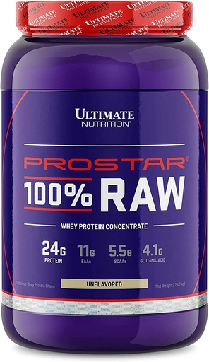 [BRSWGHACOEORADLG] Ultimate Nutrition RAW Whey Protein Concentrate Powder with No Added Ingredients or Flavors – 24 Grams of Protein Per Serving with 5.5 Grams of BCAAs, 2.2 Pounds, Unflavored