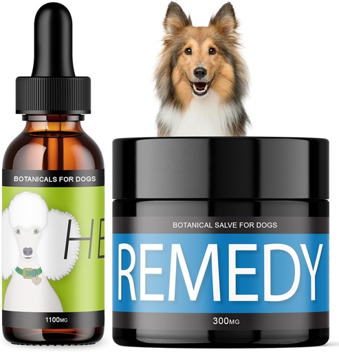 [BRSROGAQAUFRA3Q4] HEAL &amp; Remedy Bundle - Aceite de cáñamo para perros con condiciones de desafío + bienestar celular " Salve de salud de la piel - Soporte neurológico " Confort - 100% Natural Canine Wellness Supplies