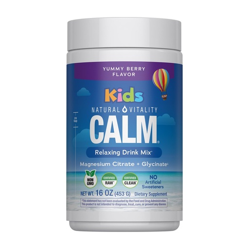 [BRSWGYYQCQARQD37] Natural Vitality Kids Calm Magnesium 16oz Powder | Mixed Berry Flavored Drink Mix Supplement | Supports a Balanced Mood and Healthy Development