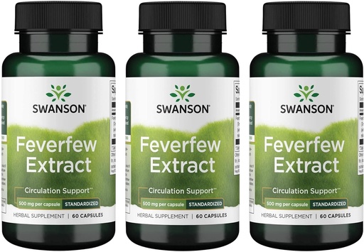 [BRSWGAAKDF5BMFD4] Swanson Feverfew özü 500 Milliqramlar 60 Kapsül (3 Paket)