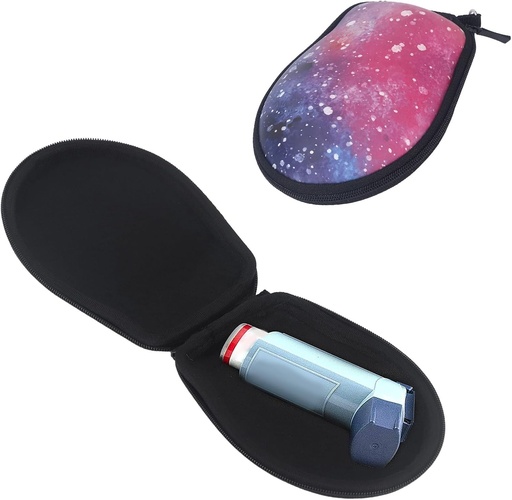 [BRSROEI2C56QEAYZ] Inhaler Travel Case,14.5cm Length PU Hard Carrying Bag Full Asthma Inhaler Storage Case