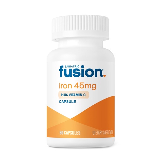 [BRSROHQLPN7RU2AZ] Bariatric Fusion Iron Supplement 45mg with Vitamin C | 1 Per Day | Vitamins for Women and Men | Gluten, Dairy and Soy Free | Non-GMO | 60 Count