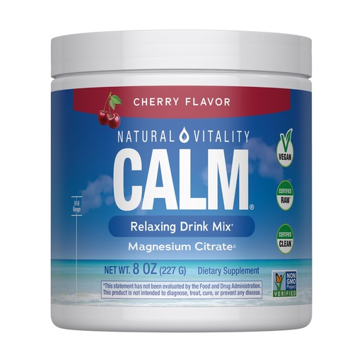 [BRSW2YL2CMBAIE3H] Natural Vitality Calm, Magnesium Supplement, Anti-Stress Drink Mix Powder, Gluten Free, Vegan, & Non-GMO, Cherry, 8 oz