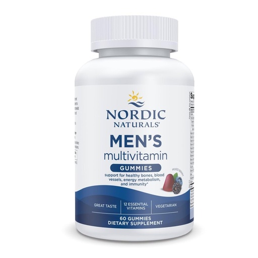 [BRSRMYL3OACBUF3D] Nordic Naturals Men's Multivitamin Gummies, Mixed Berry - 60 Gummies - Support for Healthy Bones, Blood Vessels, Energy & Immunity - Non-GMO, Vegetarian - 30 Servings