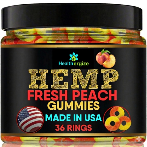 [BRSRMHQBDMHRMDTP] Hemp Gummies for Sleep-Fresh Peach Rings-Full Flavor Peach Gummy Bear Edibles Candy-Natural Hempseed Oil-Made in USA