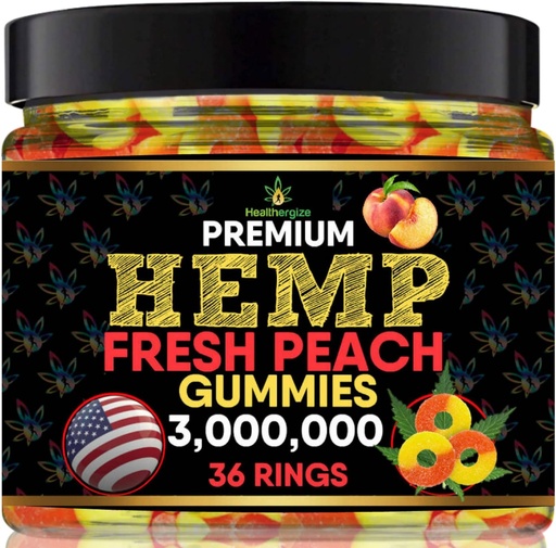 [BRSRMHQBDMHRMDTP] Hemp Gummies-Premium Peach Rings-Fresh and Full Flavor Gummy Bear Edibles-Natural Hemp Oil-Health Routine and Discomfort-Made in USA