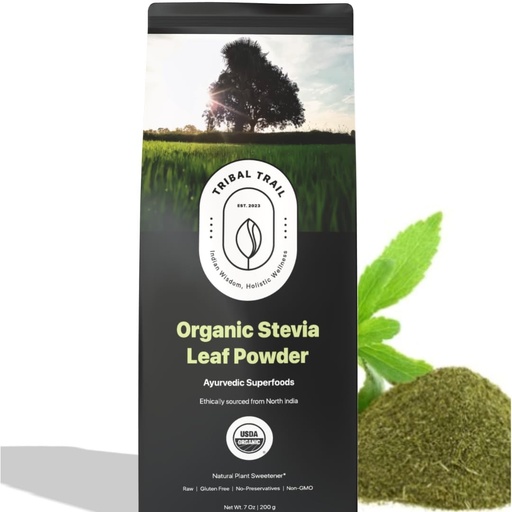 [BRSROGI3DN4BY3L4] Organic Stevia Powder | 7.05 oz | USDA Organic & Non-GMO | Ethically Sourced from North India | Recyclable Kraft Bags | Natural Stevia | Plant Based Sugar Free Substitute