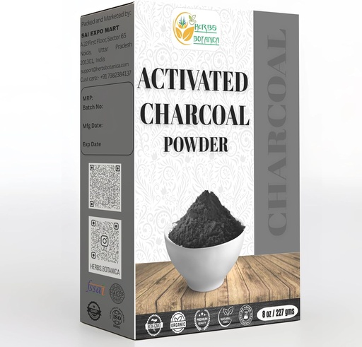 [BRSROGADBN5WYYLD] Herbs Botanica Activated Charcoal Powder, Food Grade Natural Detoxifier for Digestive Health, Teeth Whitening, Detoxification & Bug Bite Relief, 8 oz / 227 gm