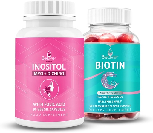 [BRSRAAQOCACQIYIZ] BeLive Womens Oblíbené Inositol + Biotin pro zdravější vlasy kůže a nehty a Hormonální zdraví