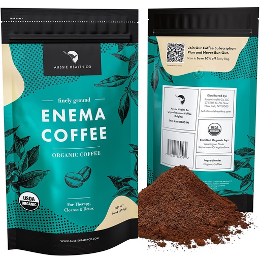 [BRSWKHQ7CQGAYADG] Aussie Health Co Enema Coffee – Organic Coffee – 419° Roasted, Ground Coffee, Cleanse and Detoxify, Made in USA – 1 lb Bag