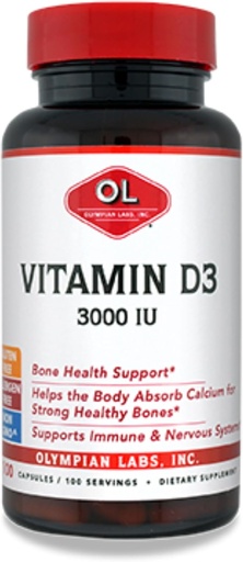 [BRSWIZT5AF6AGD3E] Olympian Labs Vitamin D3 3000 Iu 100 Capsules Supporting Strong Bones