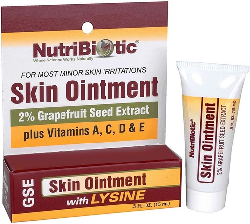 [BRSWIYTYO4GQAAAZ] NutriBiotic – Skin Ointment .5 Fl Oz | with GSE, Lysine, Beeswax, Echinacea, Goldenseal, Vitamin E & More | for Minor Skin Irritations & to Support Healthy Tissue | Made without Gluten & GMOs