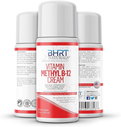 [BRSWYAI6PN6QMCQV] Vitamin B12 Cream 1000mcg - Pharmacist Formulated - All Natural Methylcobalamin (Methyl B12) & Vitamin B6 Cream for Energy, Mood, & Heart Health - Helps with Eczema & Psoriasis - USA MADE
