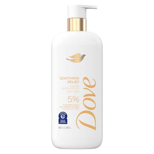 [BRSROFIQPINWOF35] Dove Fragrance Free Body Wash Soothing Relief Moisturizes eczema-prone skin 5% nourishing serum with colloidal oatmeal 18.5 oz