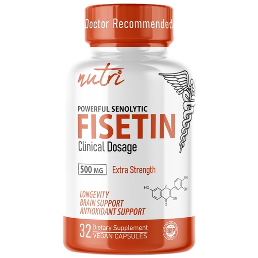 [BRSROBA3OICQKGT7] Nutri Fisetin 500mg 32 Count - Clinical Dosage - Fisetin Supplements - Powerful Senolytic Activator, Antioxidant, Heart Support - Natural Polyphenols - Capsules - 3rd Party Tested - GMP Certified